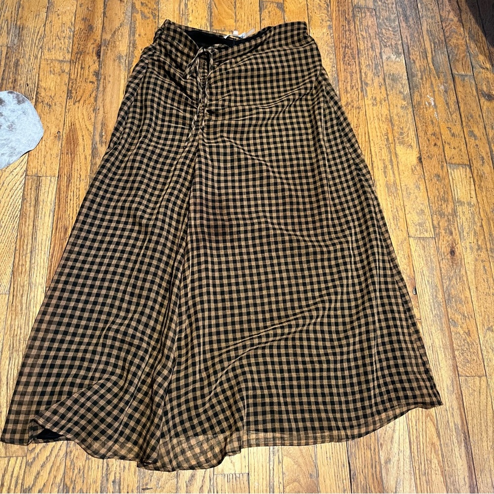 CK rust gingham midi skirt